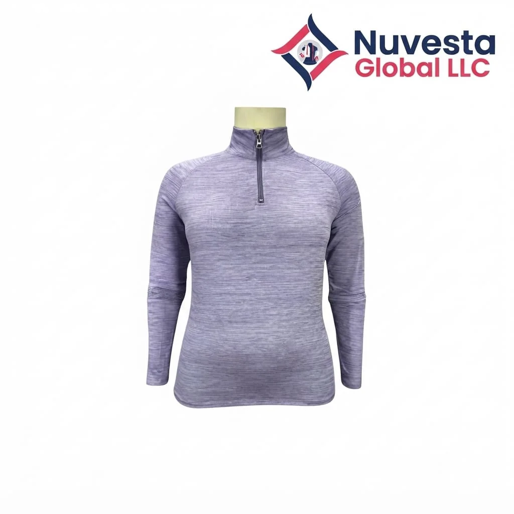 Nuvesta Space-Dye Quarter-Zip Active Top – Lilac