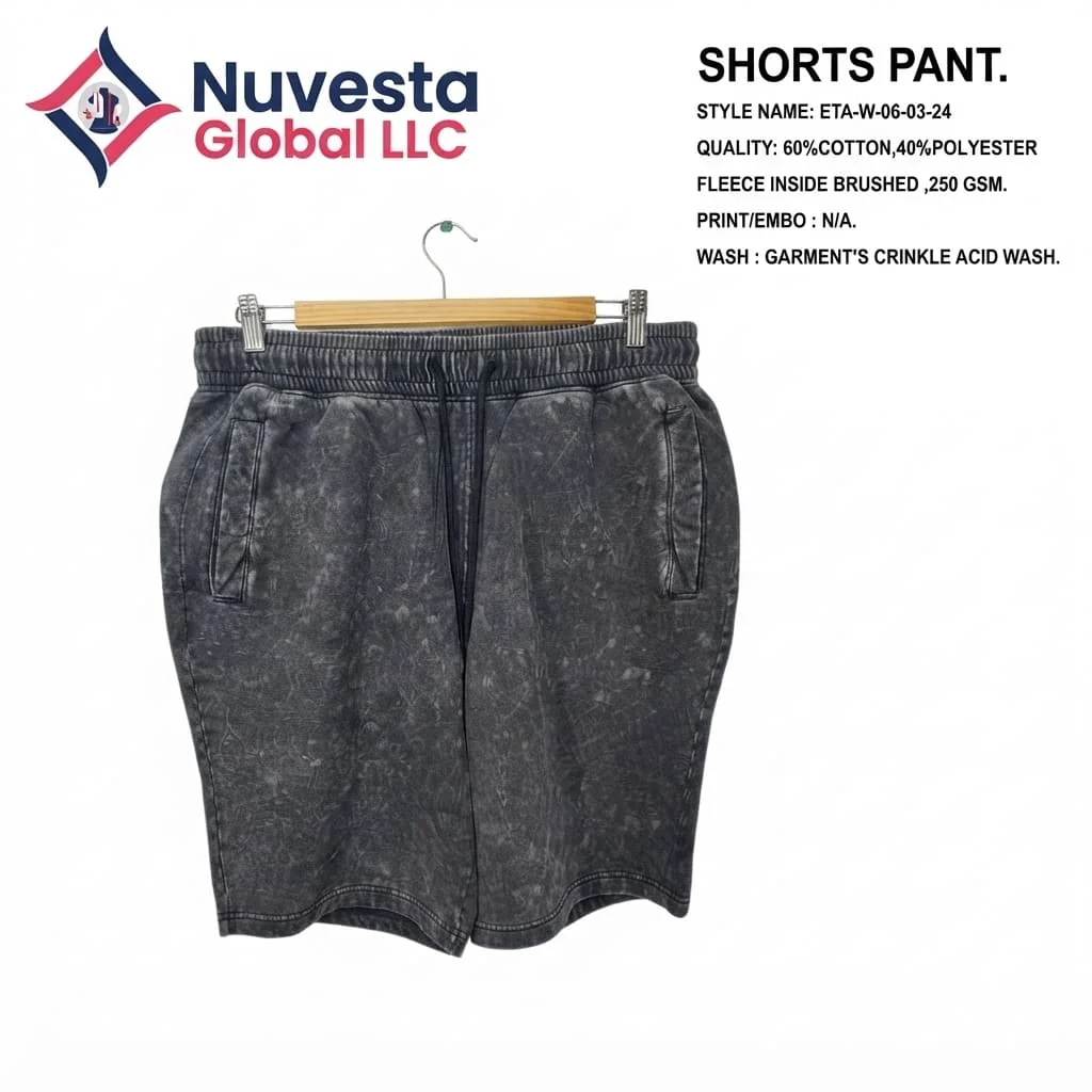 Nuvesta Crinkle Acid Wash Fleece Shorts – Charcoal