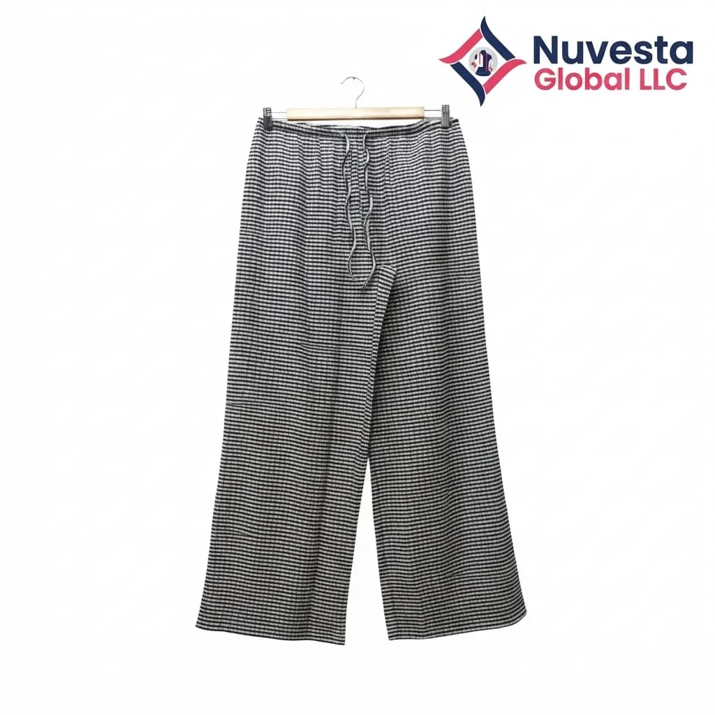 Nuvesta Gingham Wide-Leg Lounge Pants