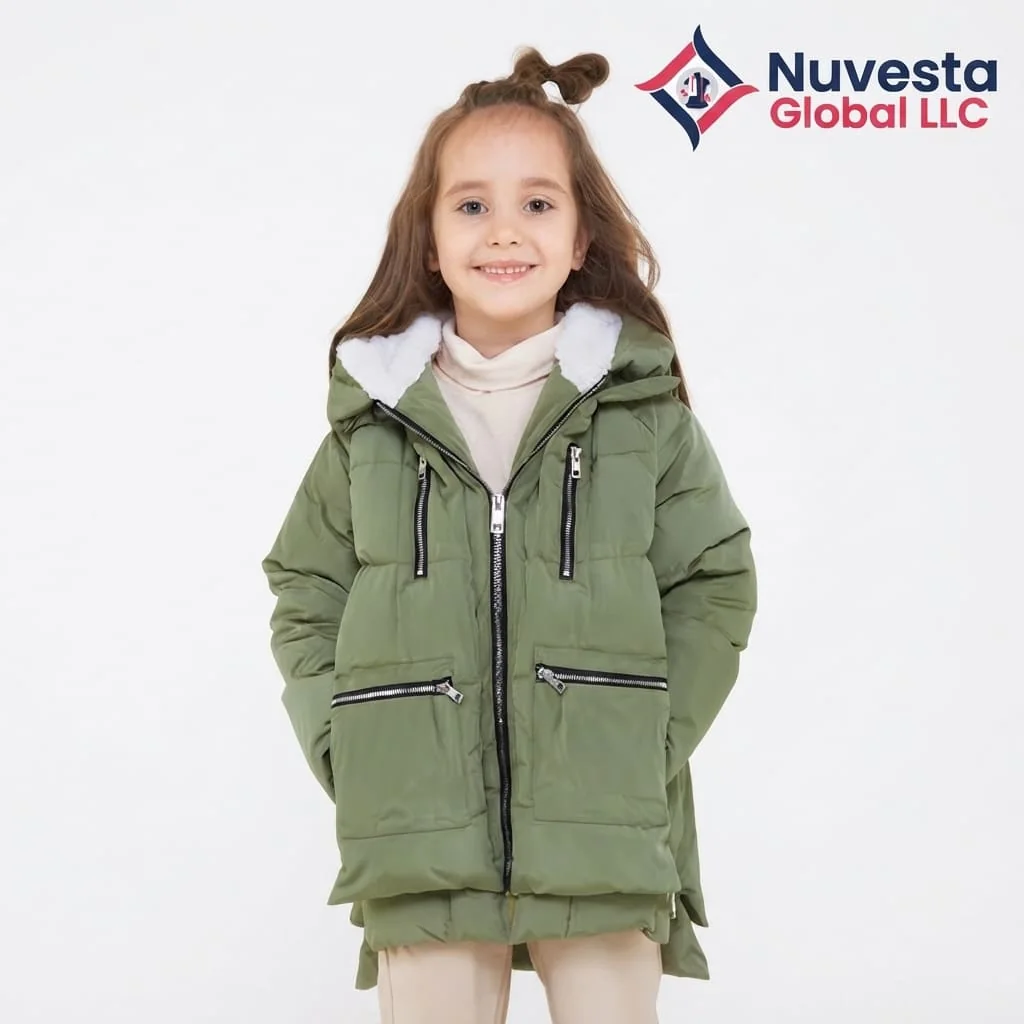 Nuvesta Girls Sherpa Hood Padded Parka – Khaki