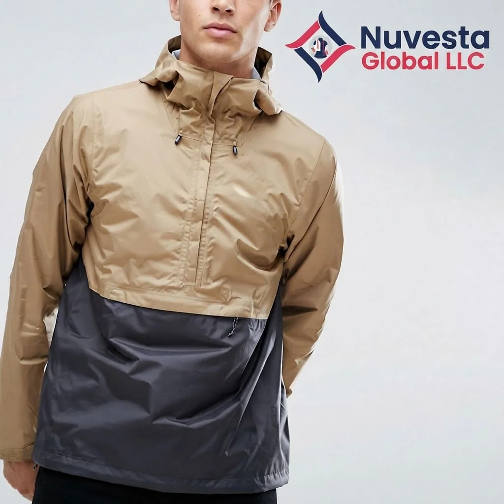 Nuvesta Colour-Block Overhead Anorak – Khaki/Charcoal