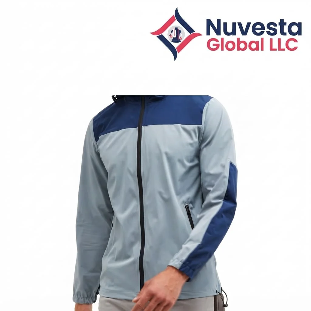 Nuvesta Colour-Block Hooded Windbreaker – Sky/Navy