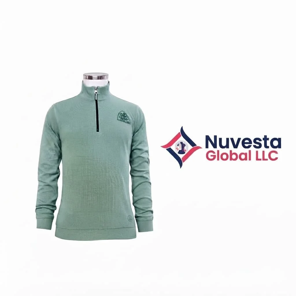 Nuvesta Textured Quarter-Zip Pullover – Sage