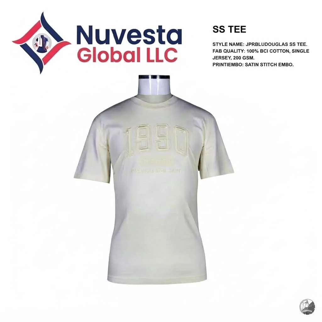 Nuvesta 1990 Satin Stitch Embroidered Tee – Ecru