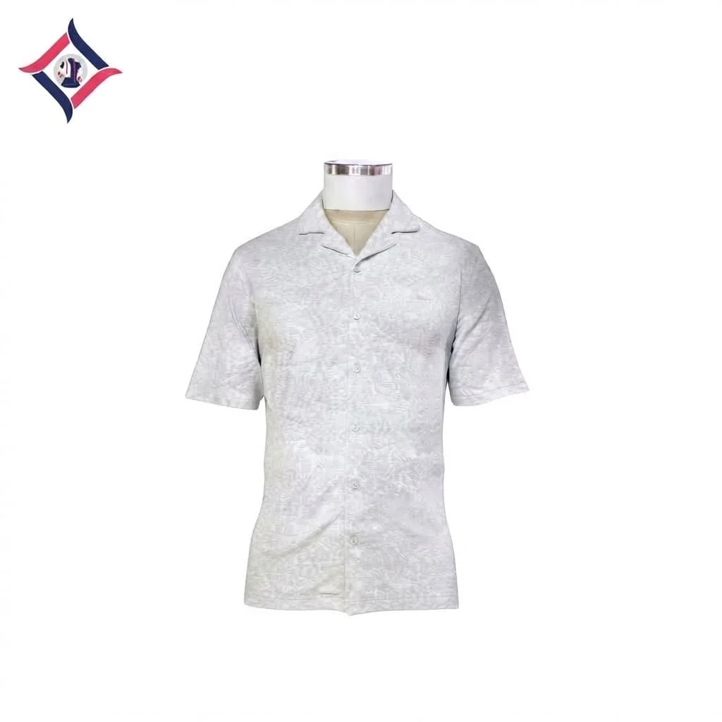 Nuvesta Camp Collar Jacquard Shirt – Light Grey