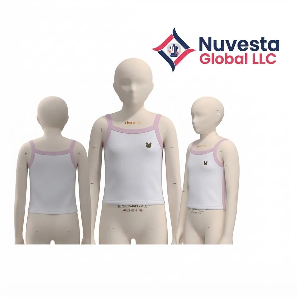Nuvesta Girls Contrast Binding Cami Top – White/Pink