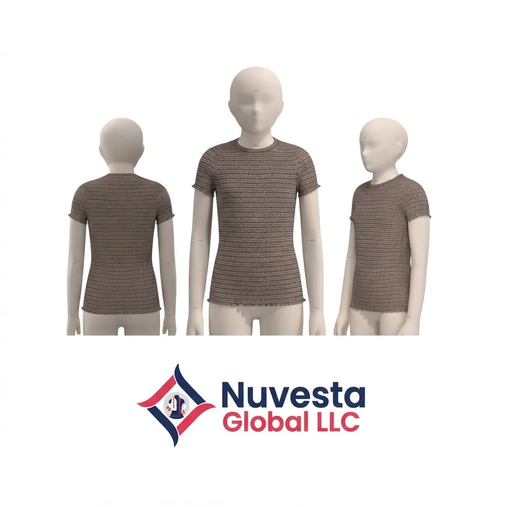 Nuvesta Girls Stripe Lettuce-Edge Tee – Mocha