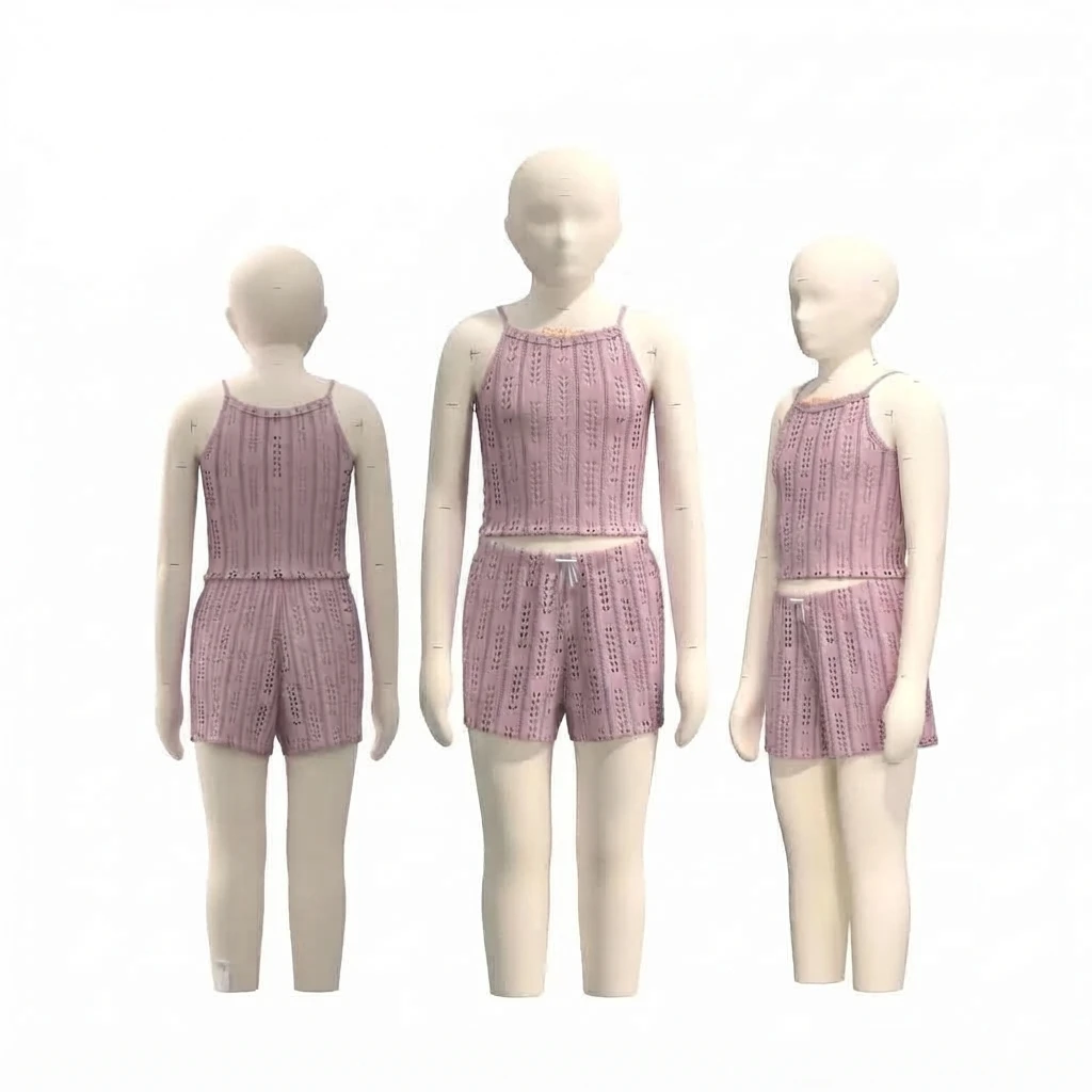 Girls Pointelle Cami & Shorts Set - Pink