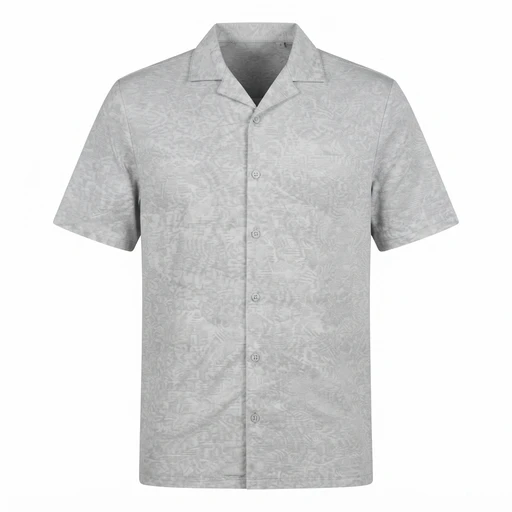 Men's Jacquard Camp Collar Shirt - Grey