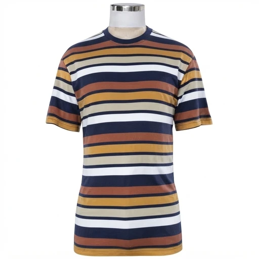 Men's Multi Stripe Crew Tee - Navy/Mustard
