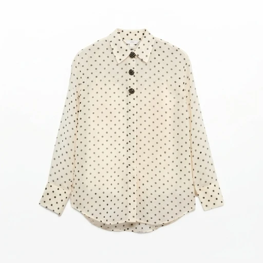 Polka Dot Sheer Shirt - Cream