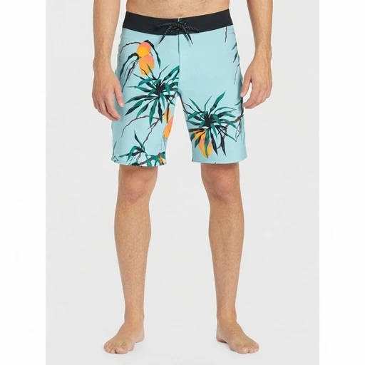 Men's Tropical Print Boardshort - Aqua