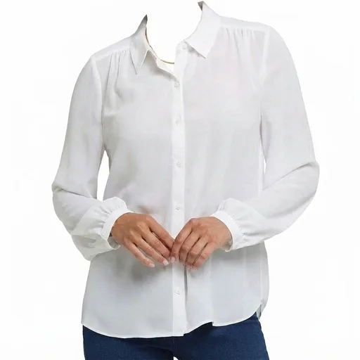 Women's Long-Sleeve Button-Up Blouse - White