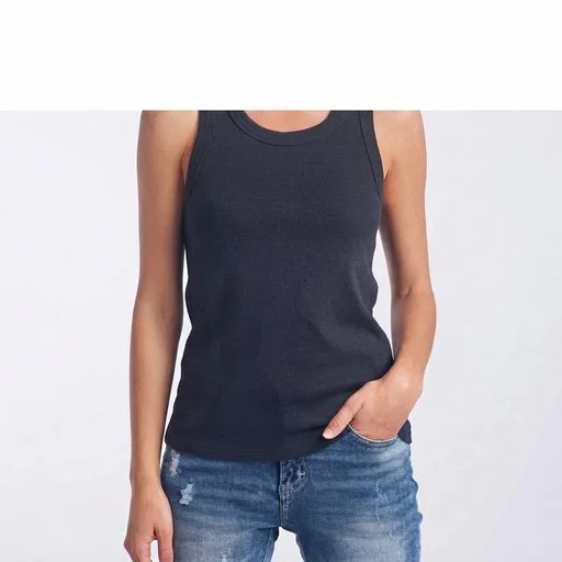 Women's Racer Rib Tank Top - Charcoal