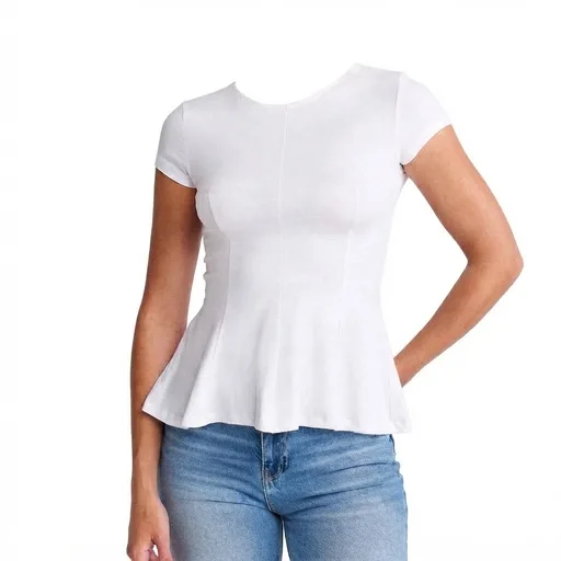 Women's Short-Sleeve Peplum Top - White